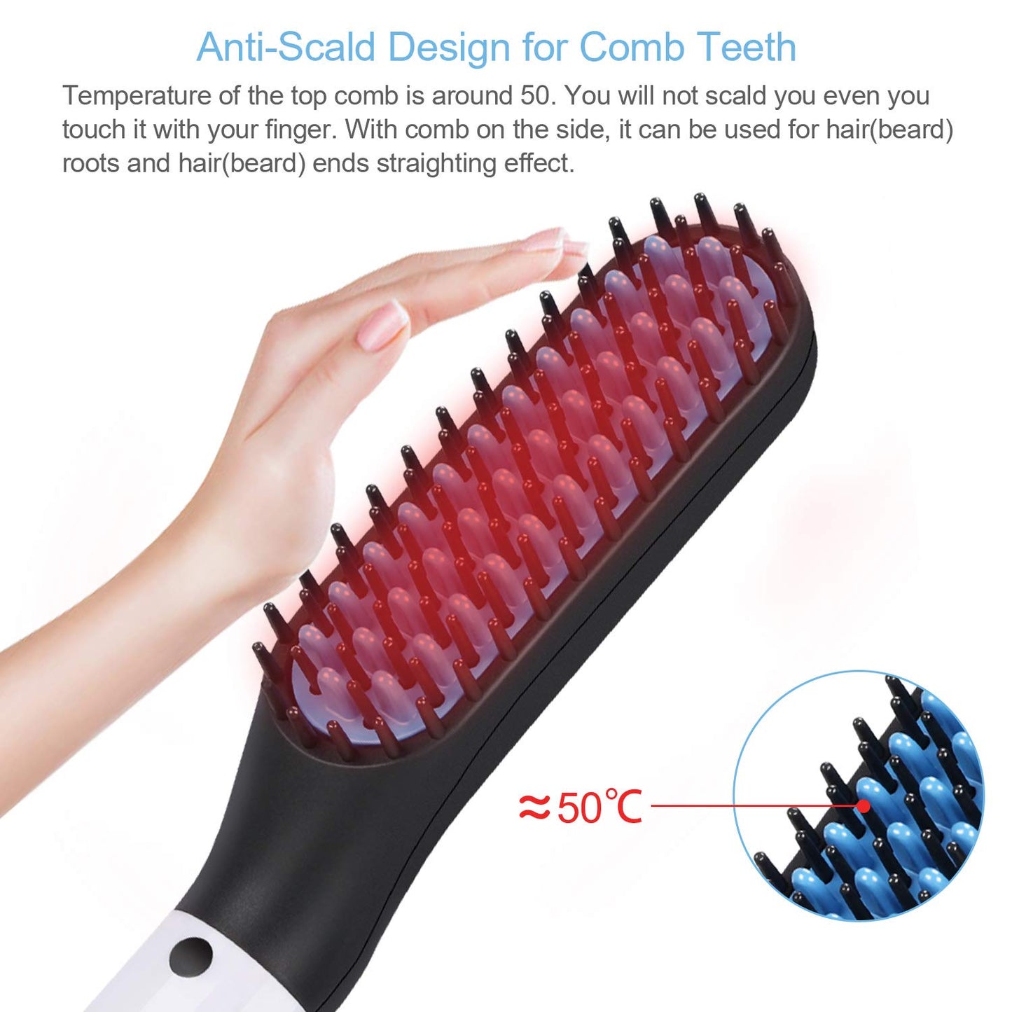 2 in 1 Hair Straightener Brush Heating Beard Clip Comb Styler Electric Ionic