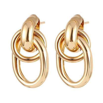 Vintage Earrings  Gold Metal Drop