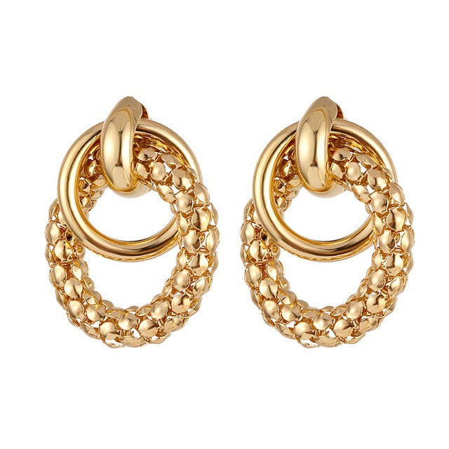Vintage Earrings  Gold Metal Drop