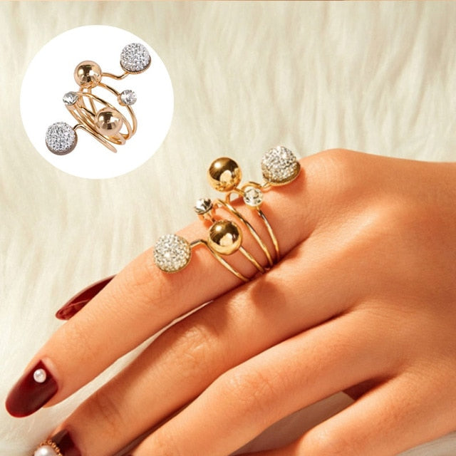 Big Imitation Pearls Gold Rings