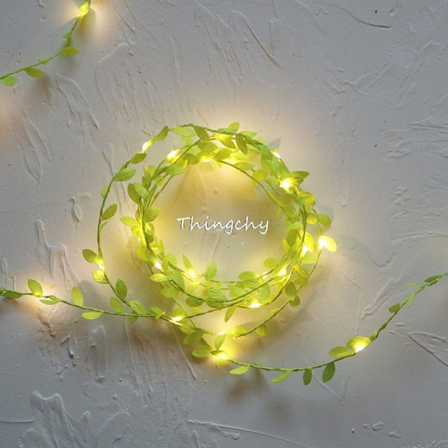 Tiny leaf garland fairy light decor