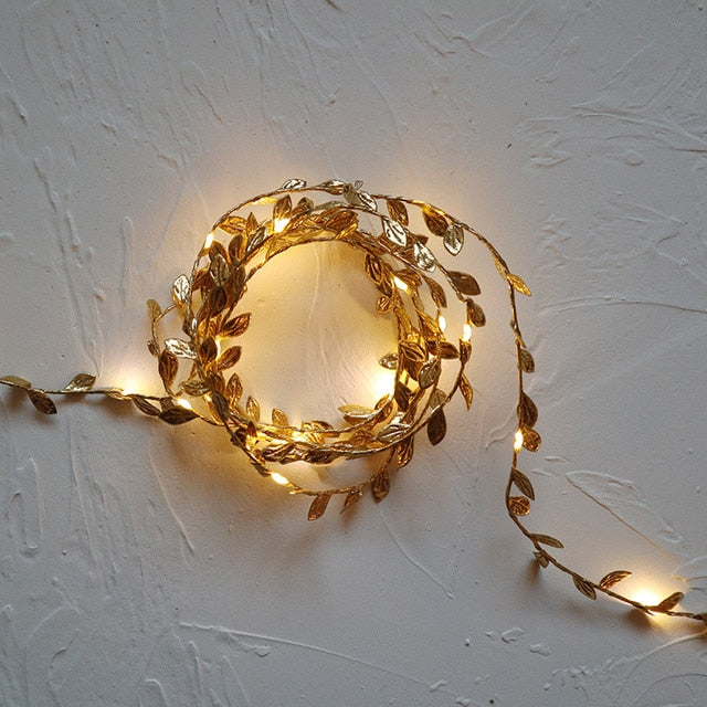 Tiny leaf garland fairy light decor