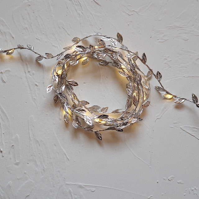 Tiny leaf garland fairy light decor