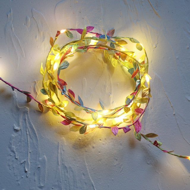 Tiny leaf garland fairy light decor