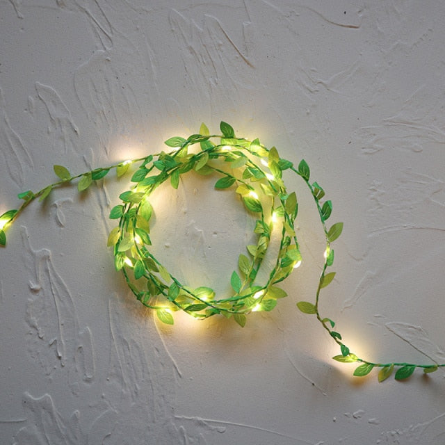 Tiny leaf garland fairy light decor