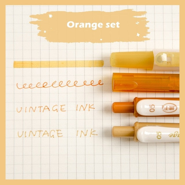 4pieces Vintage Color Gradient Pens Set