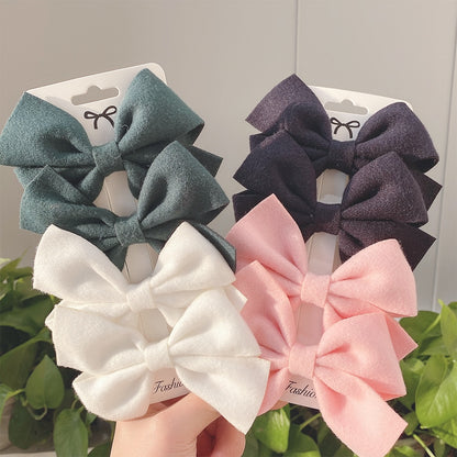 Korean Sweet Solid Color Bows Hair Clip
