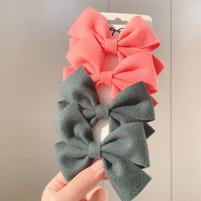 Korean Sweet Solid Color Bows Hair Clip