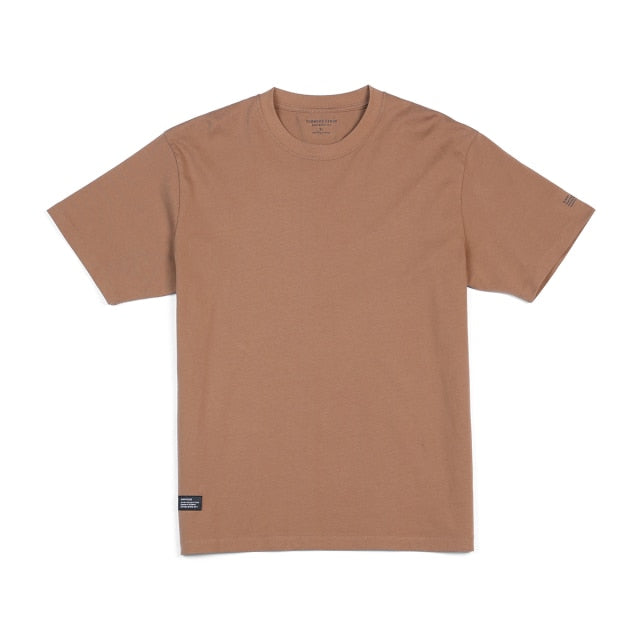 Cotton Fabric T-shirt Men Solid Color Drop