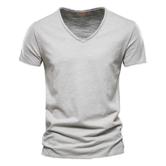 Men T-shirt V-neck Fashion Design Slim Fit