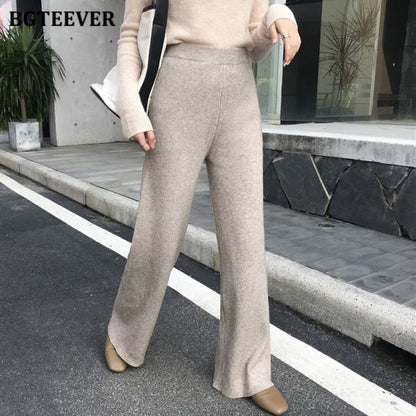 Women Thick Loose Elastic Knitted Long Pant