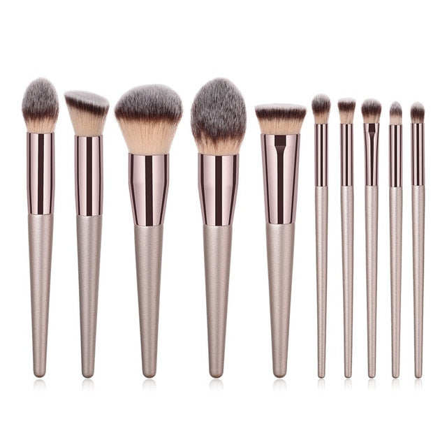 Beauty Champagne makeup brushes set