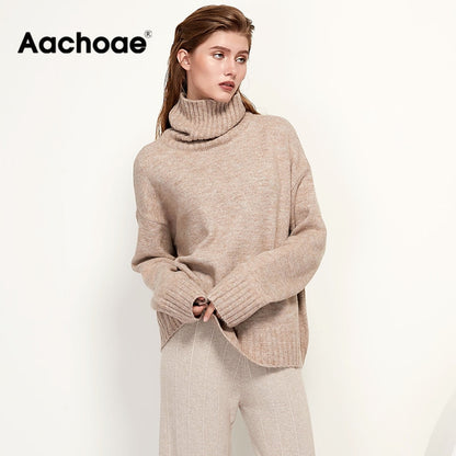 Autumn Winter Women Knitted Turtleneck