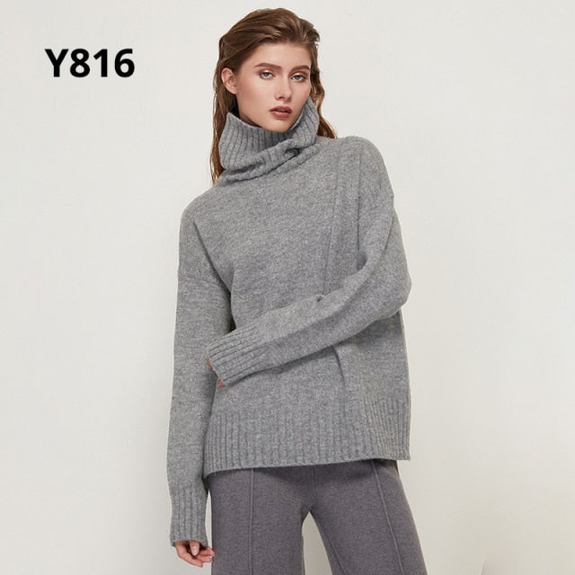 Autumn Winter Women Knitted Turtleneck