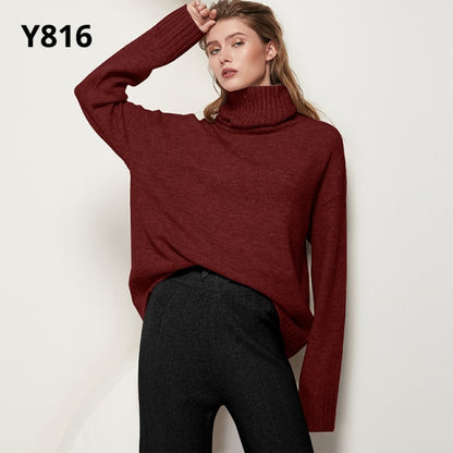 Autumn Winter Women Knitted Turtleneck