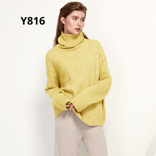 Autumn Winter Women Knitted Turtleneck