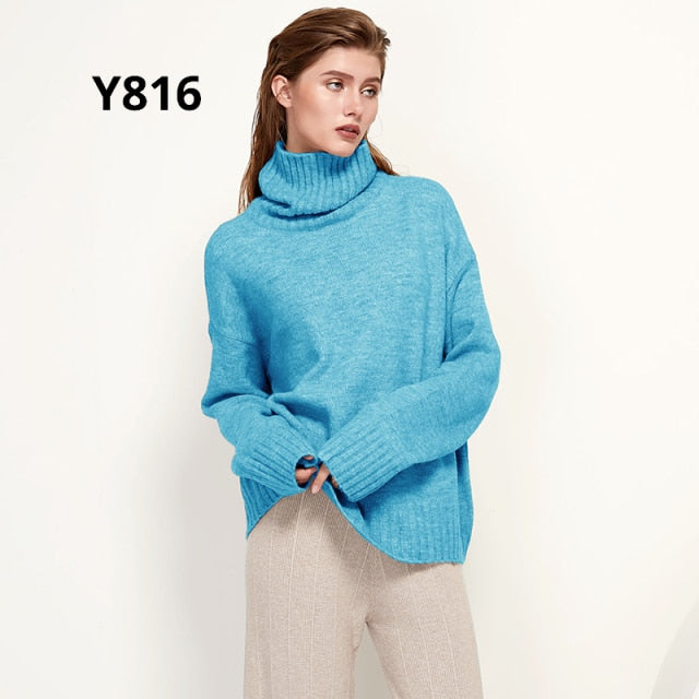 Autumn Winter Women Knitted Turtleneck