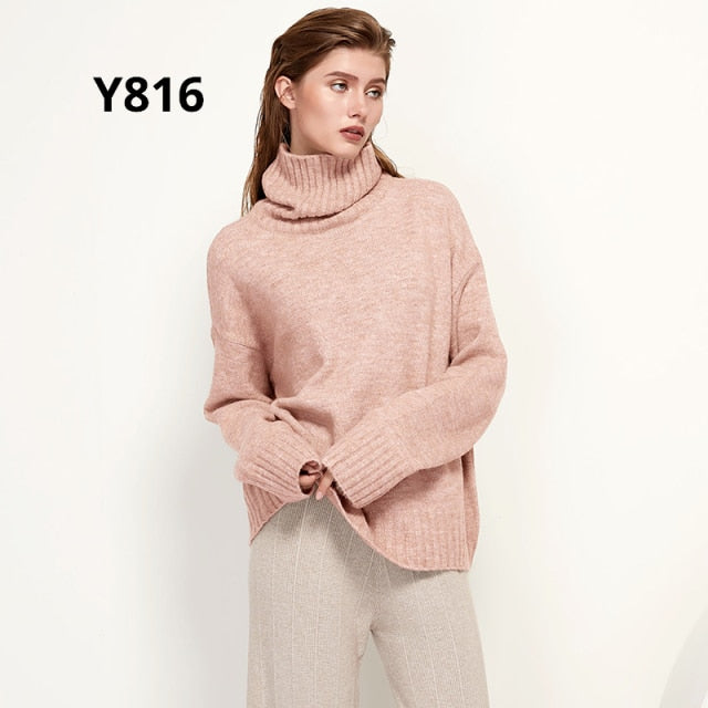 Autumn Winter Women Knitted Turtleneck