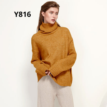 Autumn Winter Women Knitted Turtleneck