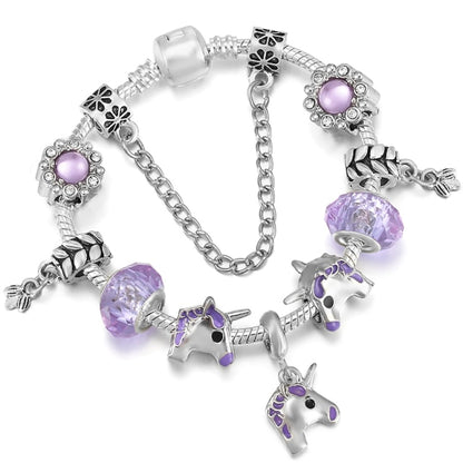 Trendy Colorful Unicorn Pendant Charm Bracelet